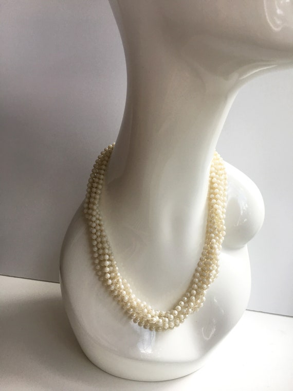Vintage Faux Pearl Multi Strand Necklace | Tiny P… - image 10