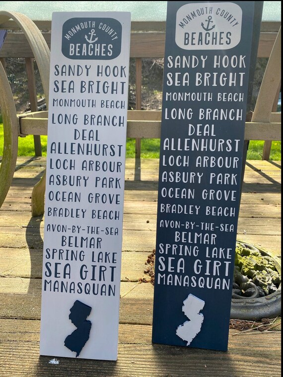 Beaches Sign Wall Décor Wall Hangings Small Monmouth County Beaches Sign Signs etna ...