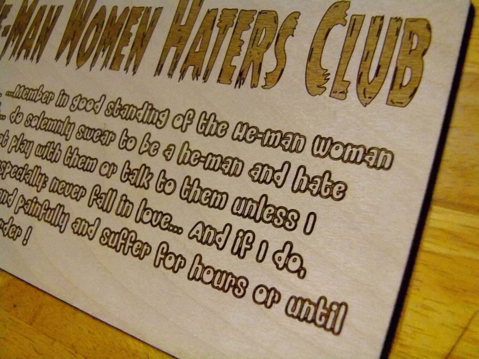 HEMAN Woman Haters Club OATH Wood Sign / Plaque Little Etsy