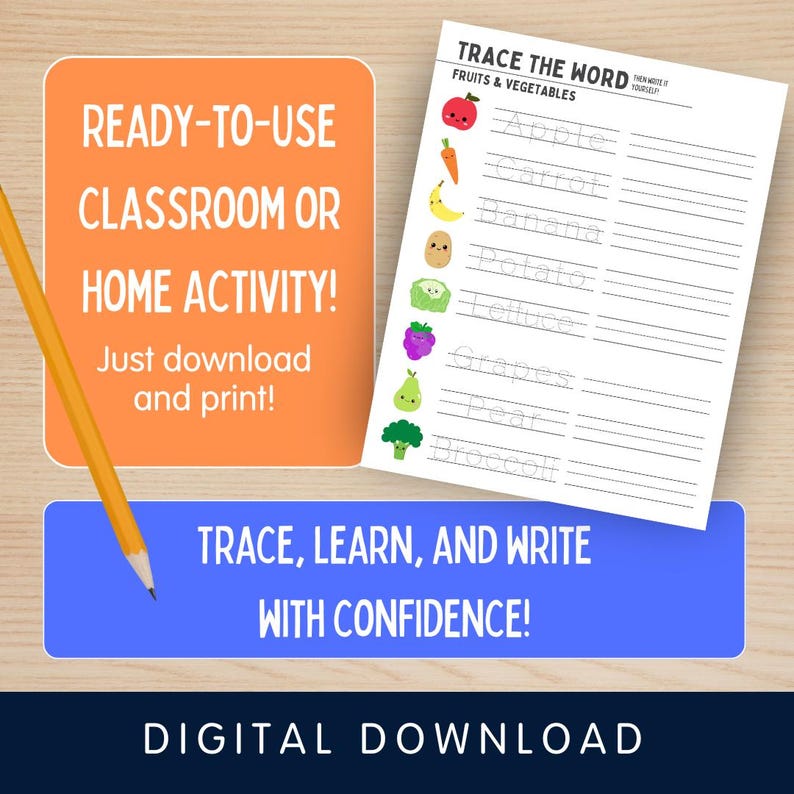 Trace the Word Worksheets for Kids | 15 Printable Handwriting Practice ...