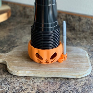 Pumpkin Party Cup Holder, Jack O Lantern Drink Cup Holder, Halloween Solo Cup Holder, Halloween Party Decoration