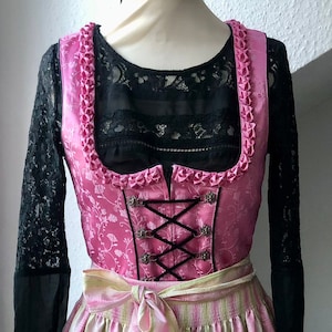 Vintage Dirndl 3-piece pink/black Dallas Landmode size 36/US 4 &gt;please note dimensions&lt;