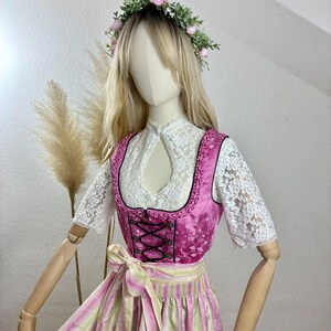 Vintage Dirndl 3-piece set, pink/black, Dallas Landmode, size 36/US 4 >please note measurements<
