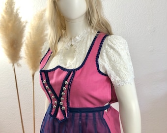 Vintage Dirndl 3tlg rosa blau Gr. 42-44/ US 10-12 >bitte Maße beachten<