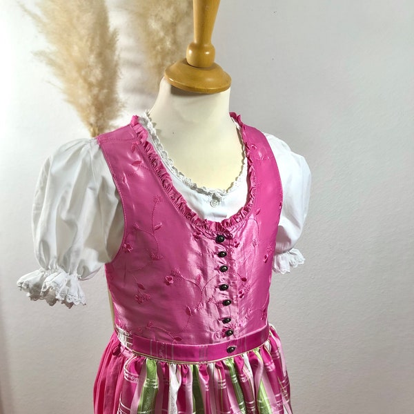 Kinderdirndl 3tlg Trachtenkleid Rosa Gr. 146/ 11 Jahre >bitte Maße beachten<