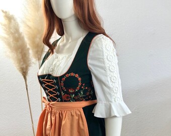 Vintage Dirndl midi 3tlg grün/orange Gr. 46-48/US 14-16 >bitte Maße beachten<