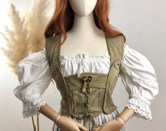 Vintage leather top/traditional vest, leather, size 38/US 6 >please note measurements<