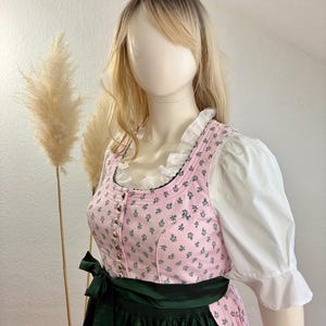 Vintage Dirndl midi 3-piece pink/green size 44-46/ US 12-14 &gt;please note measurements&lt;