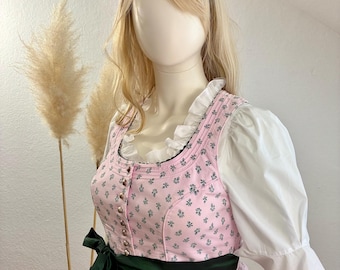 Vintage Dirndl midi 3-piece pink/green size 44-46/ US 12-14 >please note measurements<