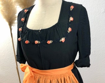 Dirndl long 3-piece black/orange size 42-44/ US 10-12 >please note dimensions<