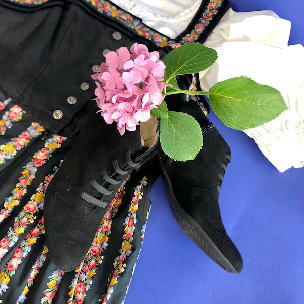 Botines de piel para dirndls, negros, talla 37