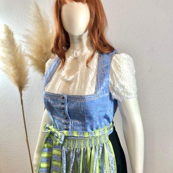 Dirndl midi 3tlg blau/grün Gr.48/US 16 > bitte Maße beachten<