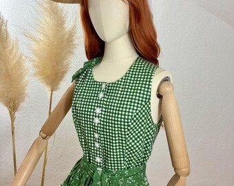 Children's dirndl, 2-piece traditional dress, green/white, size 164/14 years >please note measurements<