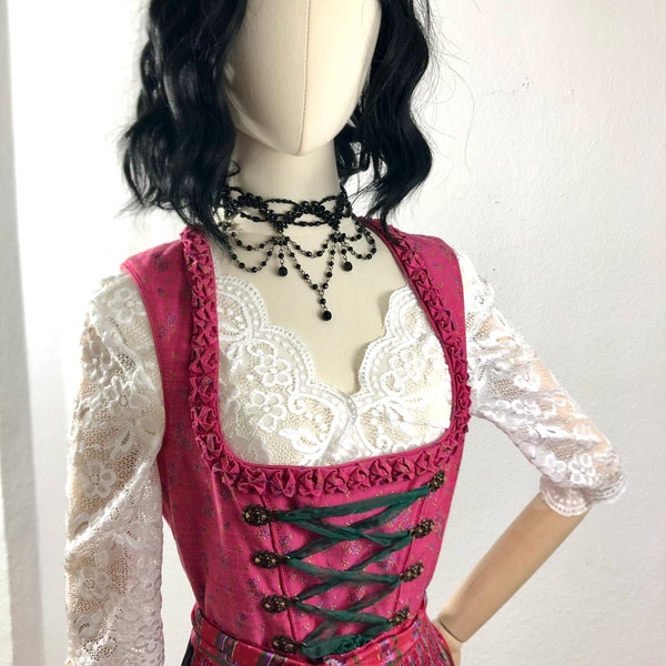 Dirndl 3tlg pink/grün Gr. 34/US 2 >bitte Maße beachten<