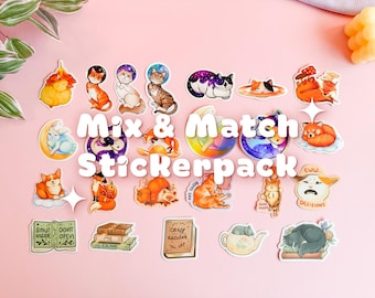 Vinyl Sticker Pack | Kawaii Animals, Cats, Foxes, Bunnies (4-Pack)