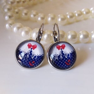 Orecchini di ancoraggio /maritim /Rockabilly orecchini / Polkadots / acciaio inossidabile / acciaio inossidabile / Arco / Mare