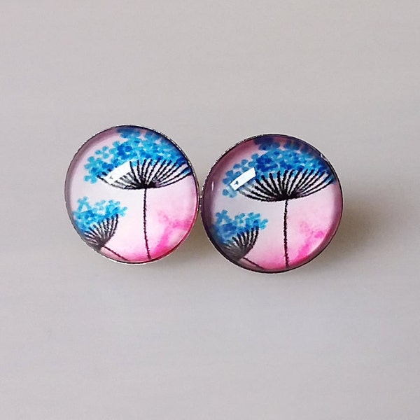 Ear studs Pusteblume/ Stainless steel /blossoms/ Cabochon earrings /Flower/ Flowers/ Flowers /Boho