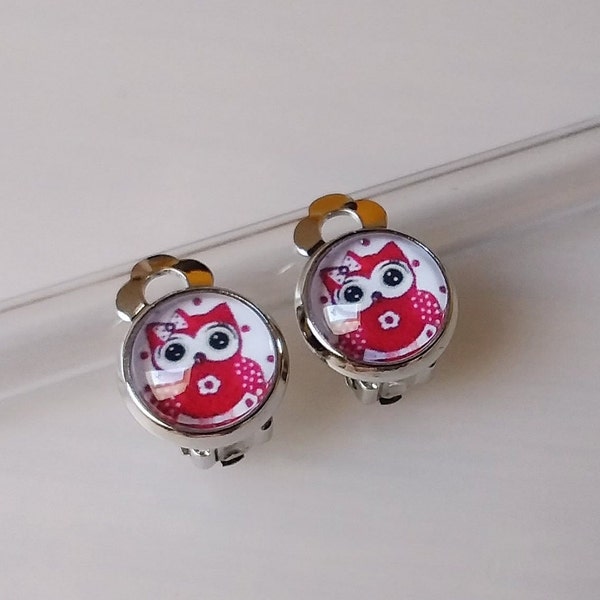 Earclips Kids/ Owl /Owl /Clip Earrings Girls /Eagle Owl/ Color silver/ Gift