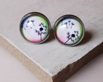 Ohrstecker Pusteblume/ Edelstahl /blossoms/ Cabochon Ohrringe /Flower/ Blumen/ Blüten /Boho