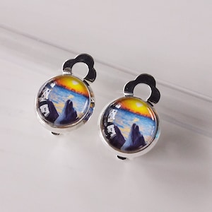 Orecchini a clip per ragazze delfino, orecchini per bambini/orecchini blu/cabochon/delfino/pesce/clip