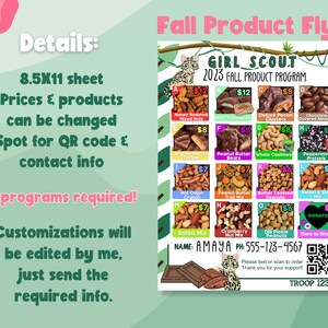 Girl Scout Fall Product Flyer, Fall Nut &amp; Candy Sales Form, Order Form ...