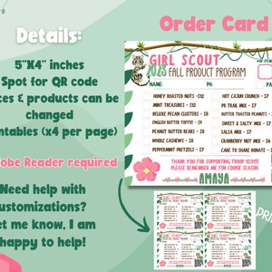 Girl Scout Fall Product Order Card, Fall Nut &amp; Candy Receipt Form ...