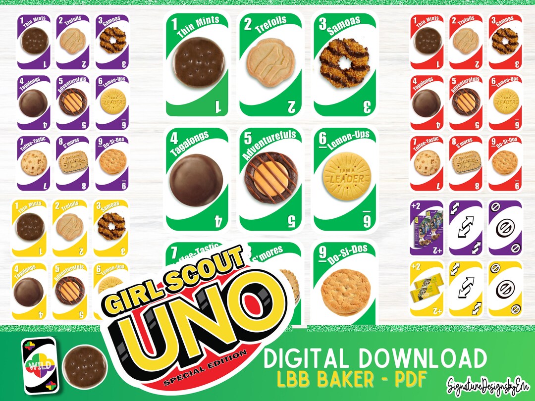 Girl Scout Activity, Cookie Card Game, Girl Scout Printable Game for