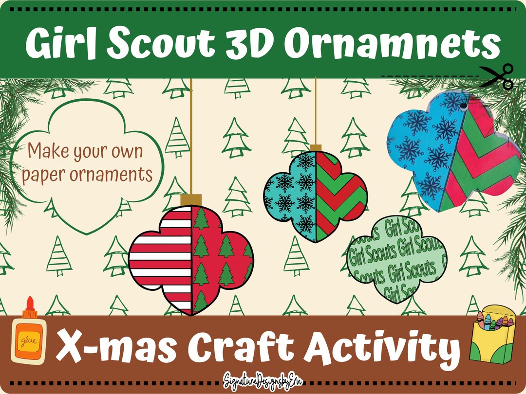 Girl Scout Christmas Activity, 3D Paper Ornaments, Holiday Activity for ...
