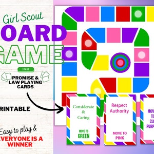 Girl Scout Activity, Promise and Law Game, Girl Scout Printable Board Game, Activity for Daisy, Brownie, Junior, Cadette, Leader