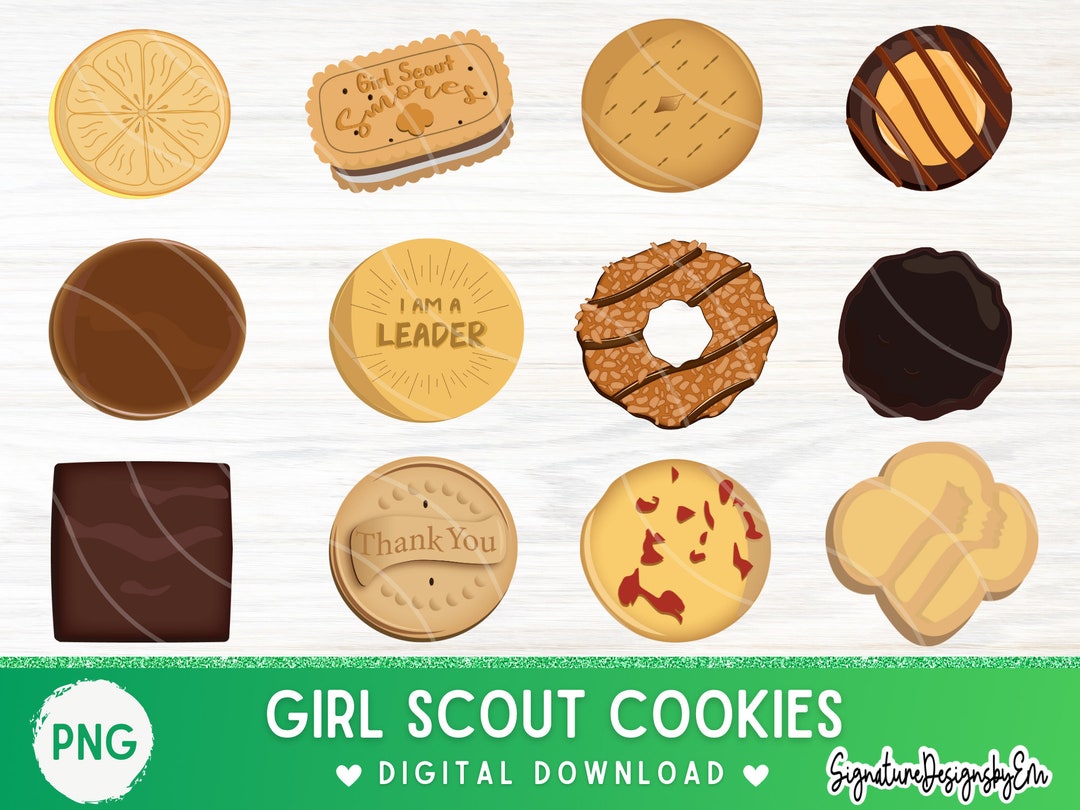 Girl Scout Cookie Clipart, Girl Scout Cookie PNG, Cookie Images, Clip Art, Thin Mint, 20232024