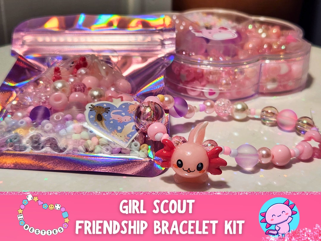 Girl Scout Bracelet Kit, Axolotl Beads, Friendship Bracelet, Girl Scout Craft Activity, 2023