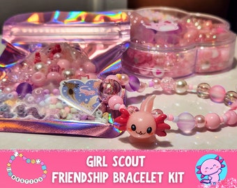 Girl Scout Bracelet Kit, Axolotl Beads, Friendship Bracelet, Girl Scout Craft Activity, 2023-2024 Cookie Mascot, Jewelry Swap DIY