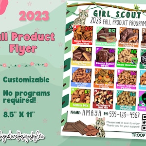 Girl Scout Fall Product Flyer, Fall Nut & Candy Sales Form, Order Form, 2023, Customizable with QR Code, Digital Download, Printable PDF