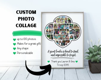 Girl Scout Photo Collage, Leader Gift, Personalized Photo, Trefoil, Digital Download, Collage Art, Girl Scout Photo Album, Custom