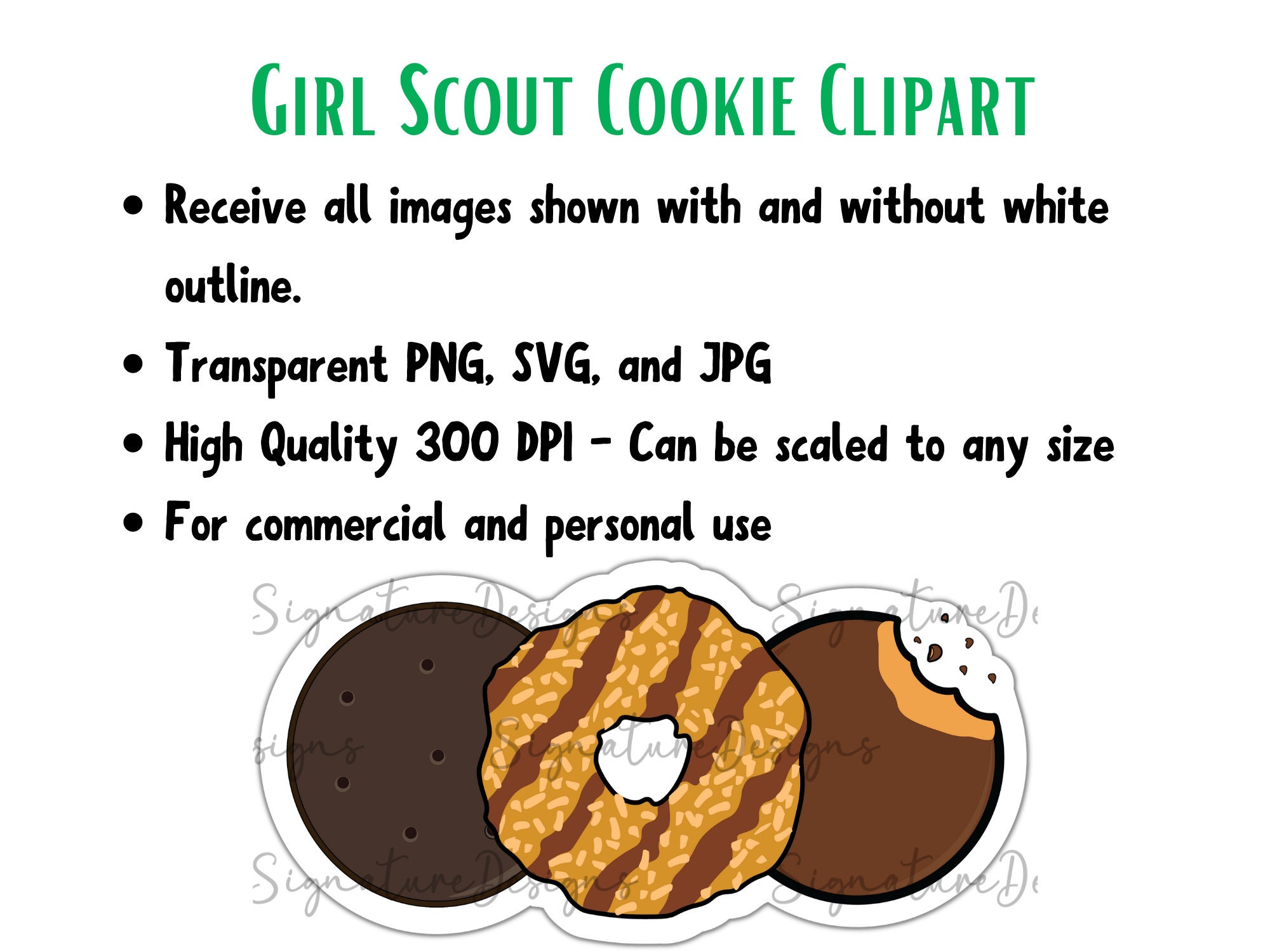 Girl Scout Cookie Clipart PNG SVG Cut Files Girl Scout Etsy UK
