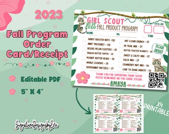 Girl Scout Fall Product Order Card, Fall Nut & Candy Receipt Form, Order Form, 2023, Flyer, Digital Download, Printable Editable PDF