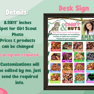 Girl Scout Fall Product Desk Sign, Fall Nut &amp; Candy Sales Form, Order ...
