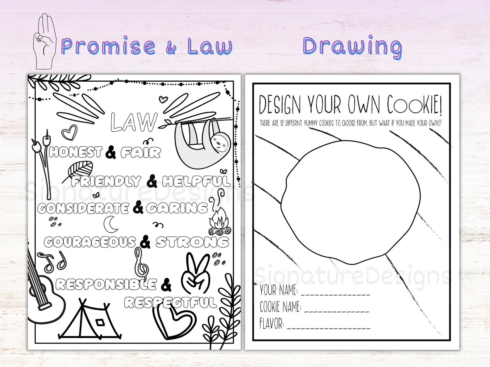 Coloring and Activity Sheets for Girl Scouts Girl Scout - Etsy