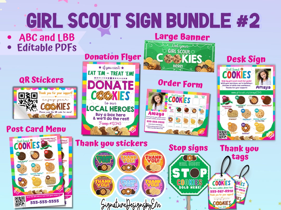 2024 Girl Scout Cookie Signs, LBB and ABC Baker, Banner, Cookie Flyers ...