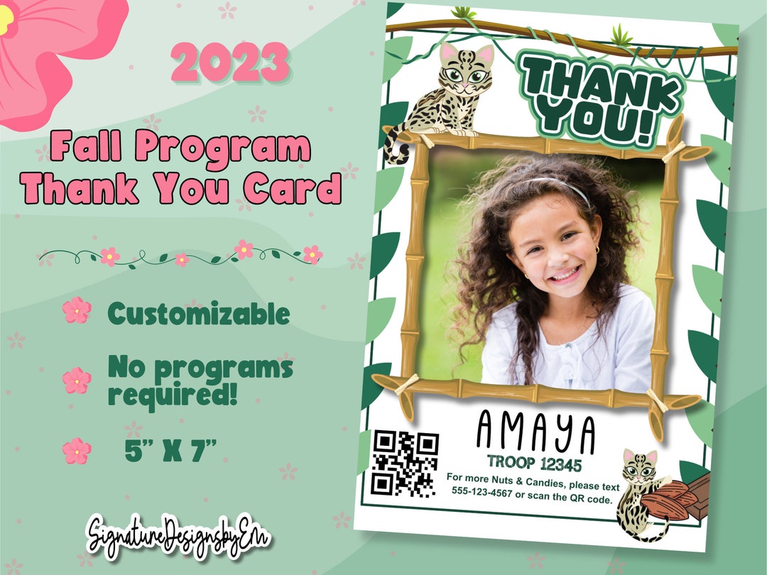 Girl Scout Fall Thank You Card, Fall Program Nut &amp; Candy Card, 2023 ...