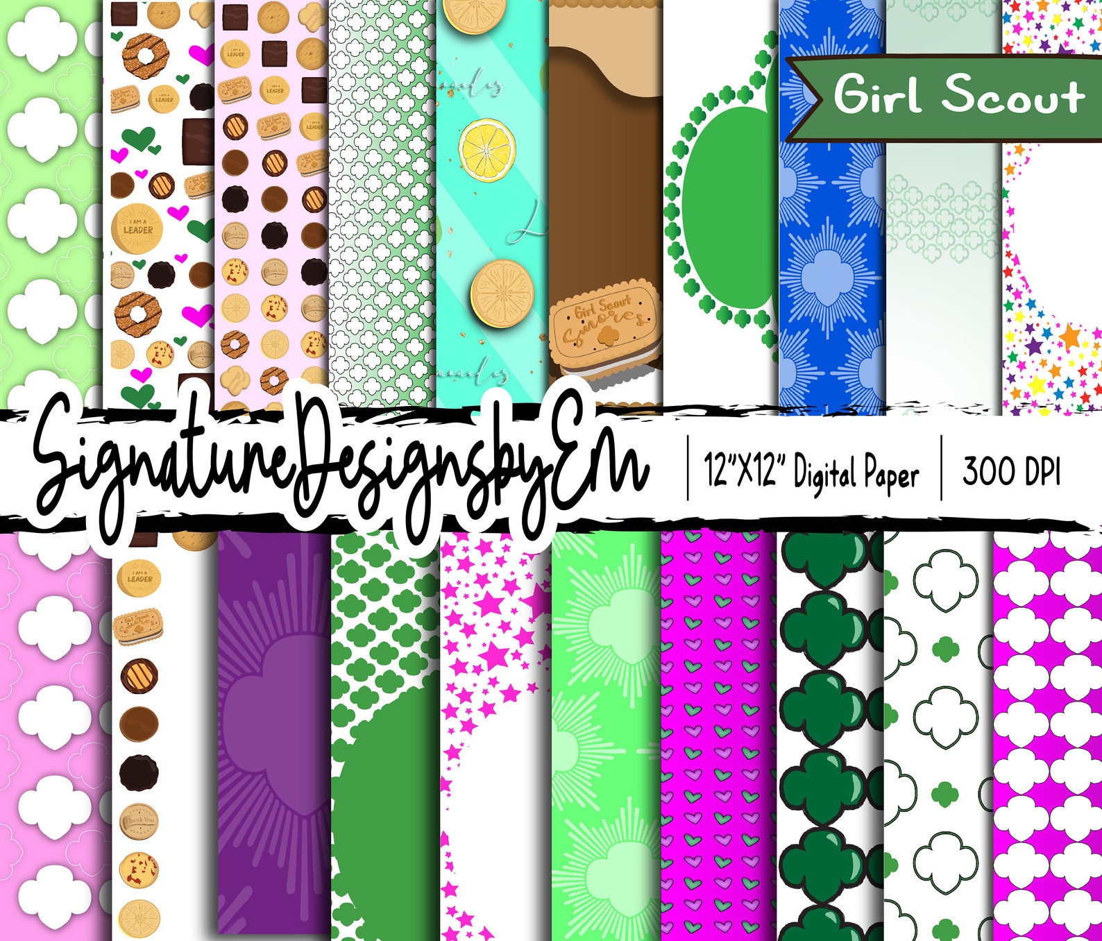 Girl Scout Backgrounds 20 Page Scrapbook Paper Digital - Etsy