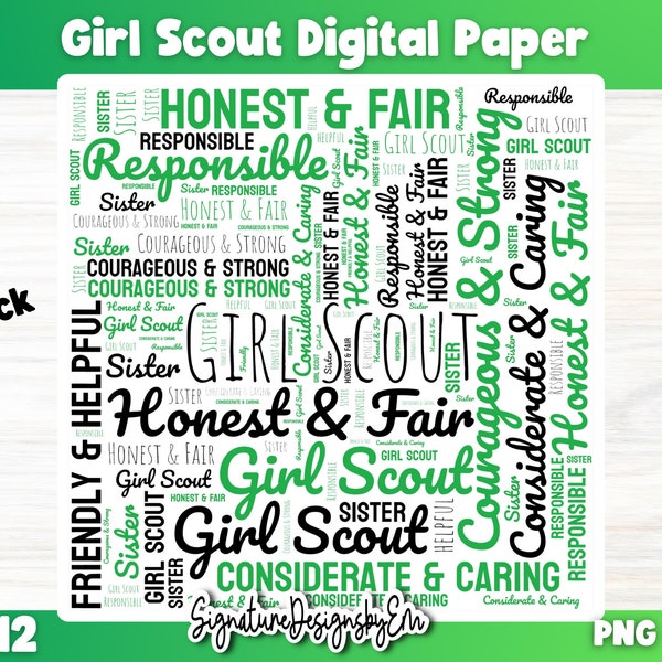 Girl Scout Digital Paper, Girl Scout Digital Paper, Girl Scout PNG SVG JPG, Instant Download, Sublimation Design, Digital Scrapbook