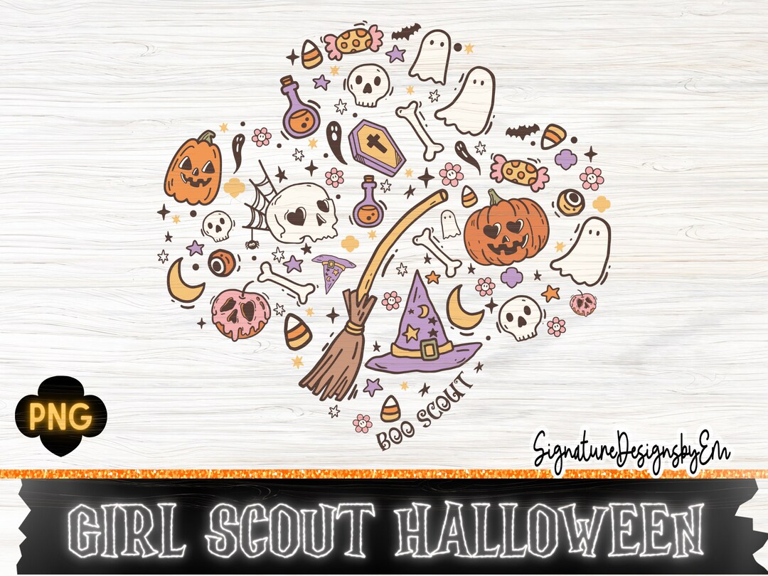 Girl Scout Halloween/fall SVG Digital Design Trefoil PNG - Etsy