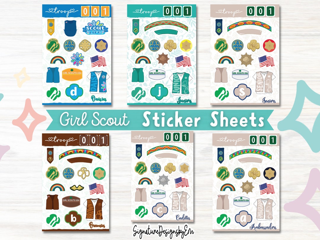 Girl Scout Stickers, Daisy, Brownie, Junior, Cadette, Senior, Ambassador, Gift for Scouts