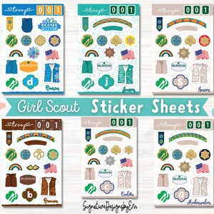 Girl Scout Stickers, Daisy, Brownie, Junior, Cadette, Senior, Ambassador, Gift for Scouts, Scrapbook Stickers, Custom Personalized Troop