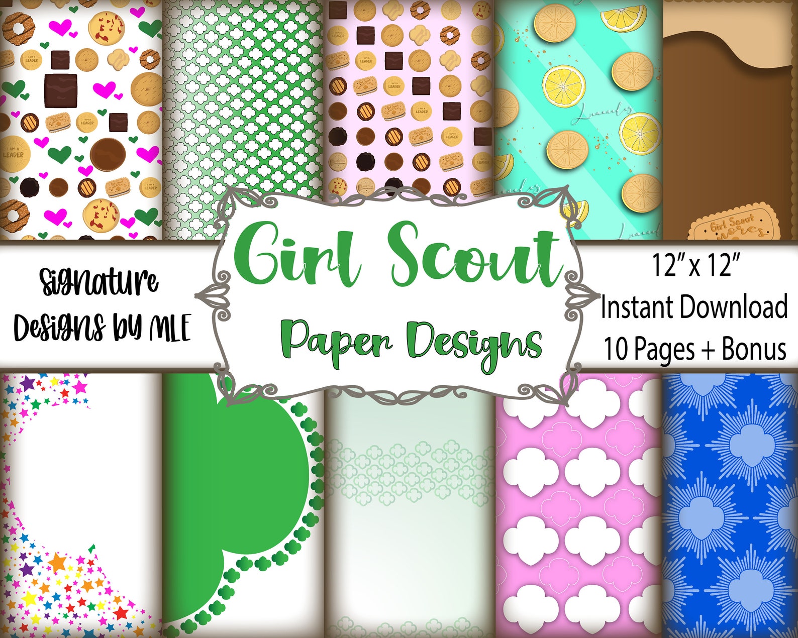 Girl Scout Backgrounds Scrapbook Paper Digital Download Etsy