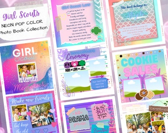 Libro de recortes/libro de memoria de Girl Scouts, plantilla Canva de álbum de fotos digitales, regalo de Girl Scouts, líder, Margarita, Brownie, Junior, Cadette, Embajadora