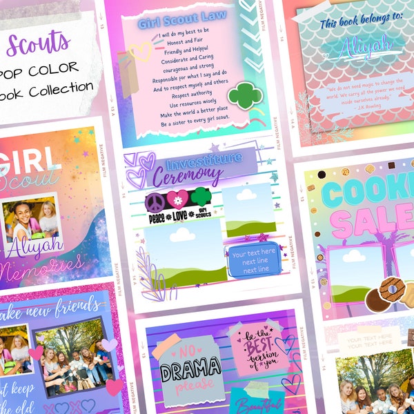 Girl Scout Scrapbook/Memory Book, Digital Photo Album Canva Template, Girl Scout Gift, Leader, Daisy, Brownie, Junior, Cadette, Ambassador