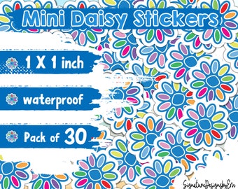 Girl Scout Daisy Stickers, Daisies, Girl Scout Water Bottles/Laptop/Journal/Planner, 1" Waterproof Stickers, Pack of 30