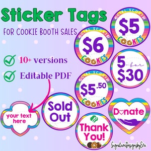 Girl Scout Cookie Booth Signs, Girl Scout Printable Tags, Cookie Signs, Girl Scout PNG, Cookie Thank you, 2024, Instant Download